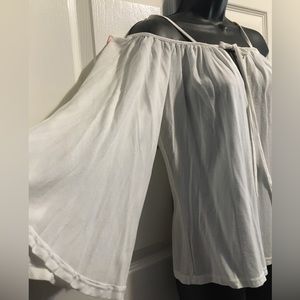 White Cold Shoulder Top with flare wing sleeves.